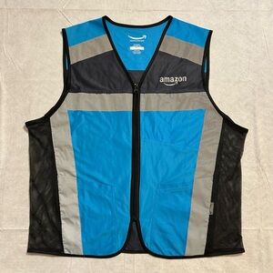 Amazon Blue Reflective High Visibility Vest Delivery Employee Uniform Mens M/L